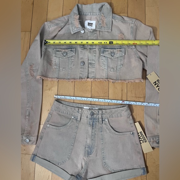 Tinted cropped denim jacket with denim shorts set - Picture 2 of 7